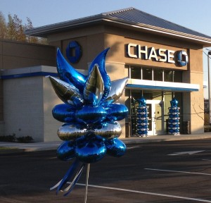 Chase Grand Opening Foil topiary's and columns.
