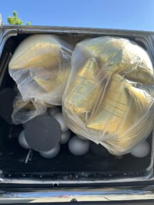 Balloon delivery van loaded with balloons